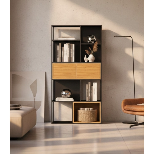 REGAŁ NA KSIĄŻKI METALOWE DREWNO LITE DĄB JESION OLCHA RNK-170